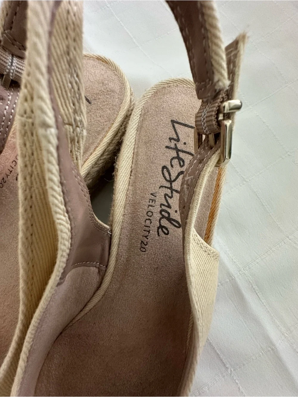 Life Stride Pale Yellow Slingback Espadrilles with Bow!